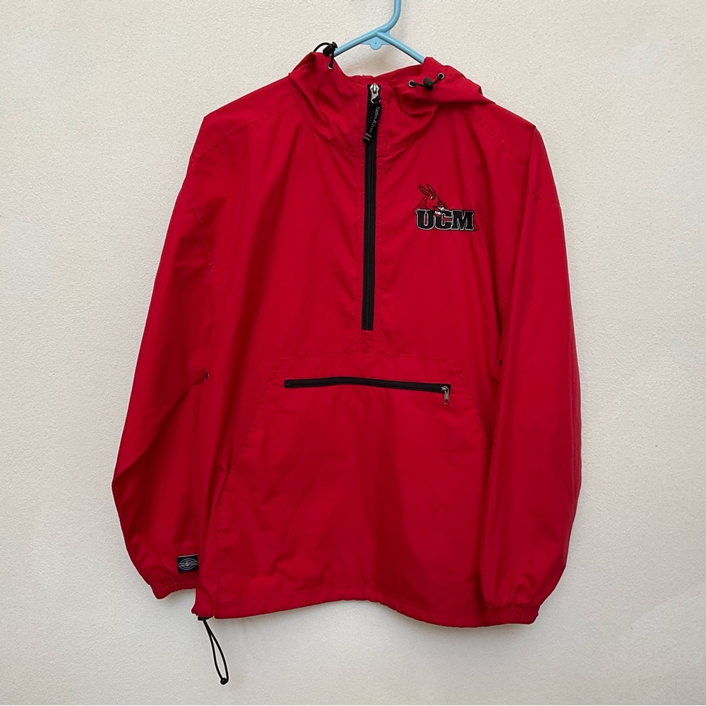 University of Central Missouri Mules Red Half Zip Rain Jacket Size Small